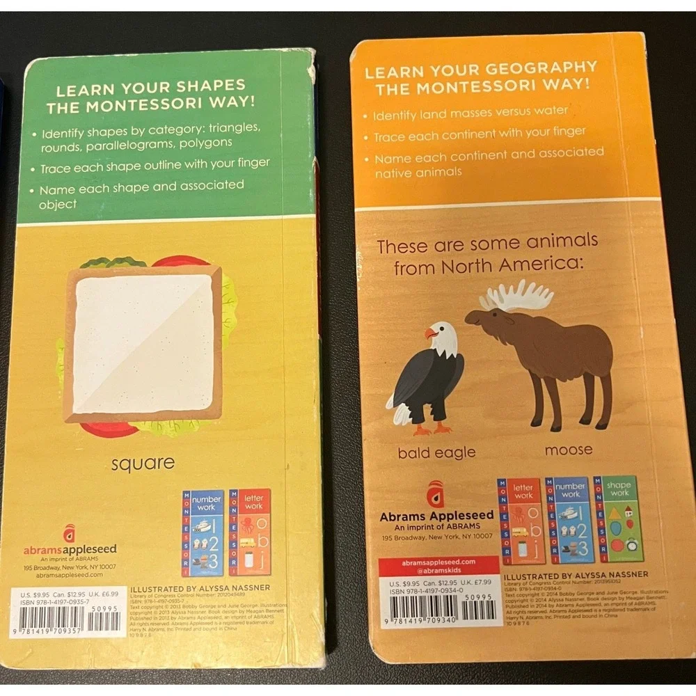 Montessori Board Book Set Kids Multicolor 4 Book Lot Learning